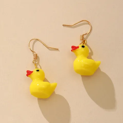 Cute Cartoon Silicone Duck Drop Earrings For Women Sweet Animal Gummy Bear Dangle Earrings Aesthetic Korean Fashion Jewelry