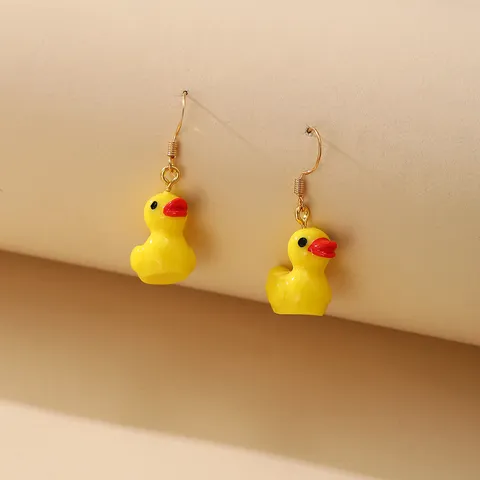 Cute Cartoon Silicone Duck Drop Earrings For Women Sweet Animal Gummy Bear Dangle Earrings Aesthetic Korean Fashion Jewelry