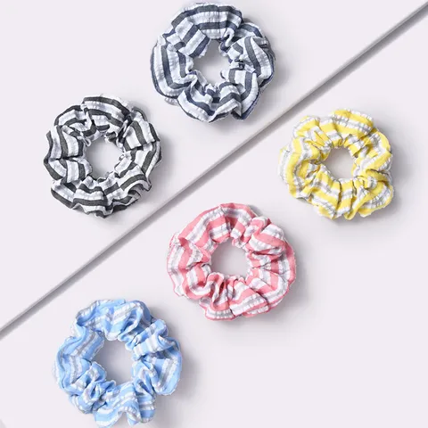French Style Striped Fabric Hair Scrunchies For Women Girls Simple Cloth Elastic Hair Ties Japanese Korean Style Hair Accessories