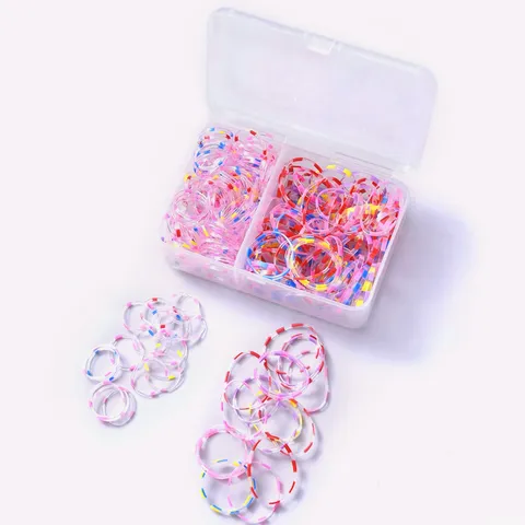 Boxed Disposable Rubber Bands For Girls Kids Thick Elastic Hair Ties Small Black Pink Clear Ponytail Holders Accessories