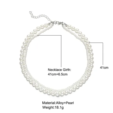Collier en Perles Artificielles Rétro à Double Rangée pour Femmes Alliage Électroplaqué Chaîne de Clavicule Style Simple Bijoux Élégants