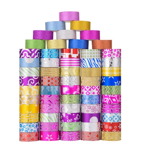 Glitter Washi Tape Kleurrijke Decoratieve Plakband Masking Tape Voor Scrapbooking DIY Ambacht Kunst Project Kantoorartikelen