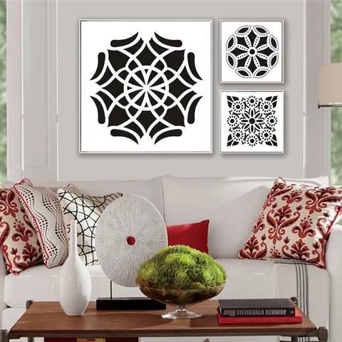 Plastic Mandala Drawing Stencils Hollow Painting Templates DIY Scrapbook Furniture Spray Decor Art Craft Tools