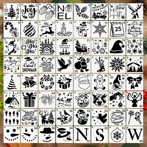 Weihnachten Zeichenschablonen PET Hohle Malvorlagen Wiederverwendbare Graffiti Stempelwerkzeuge Für DIY Handwerk Scrapbooking