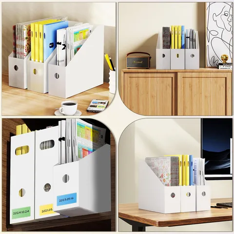 Desktop Plastic File Storage Box Vertical Minimalist Bookend Office Document Organizer Storage Holder