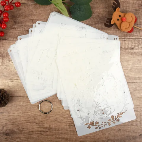 Weihnachts Malvorlagen Wiederverwendbare Schablonen Für Kinder DIY Wandmalerei Zeichnung Feiertag Handwerk Deko Zubehör