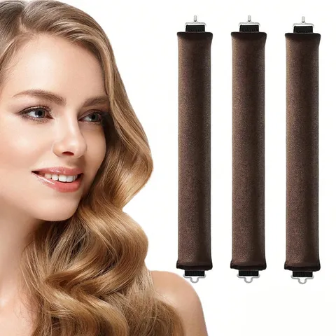 3 Pieces Heatless Hair Curler Set With Hooks Soft Velvet Sleeping Curls Tool No Heat Ribbon Hair Rollers For Women Hair Styling
