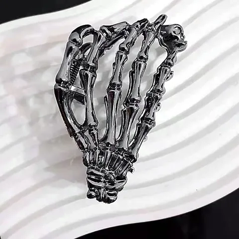 Gothic Skeleton Claw Metal Hair Clip For Women Halloween Spider Web Shark Clip Alloy Punk Hair Accessory Headpiece