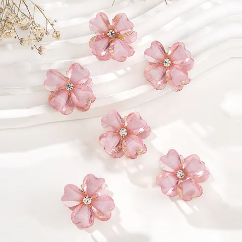 Sweet Artificial Crystal Flower Hair Claw Clips Sparkling Rhinestone Mini Floral Hairpins Elegant Non-Slip Small Jaw Clips Women Hair Accessories