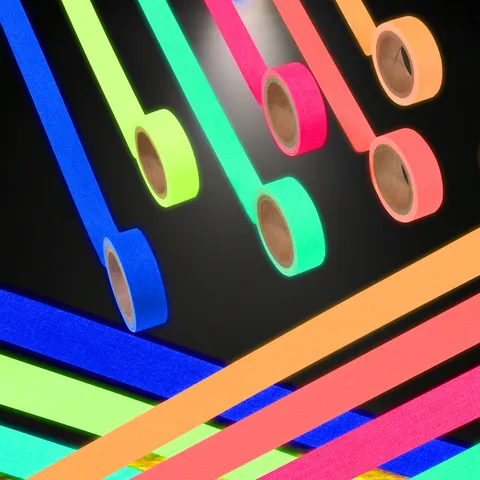 Colorful Luminous Tape UV Fluorescent Cotton Cloth Glow Tape High Viscosity Warning Sticker Stage Performance Party Decor