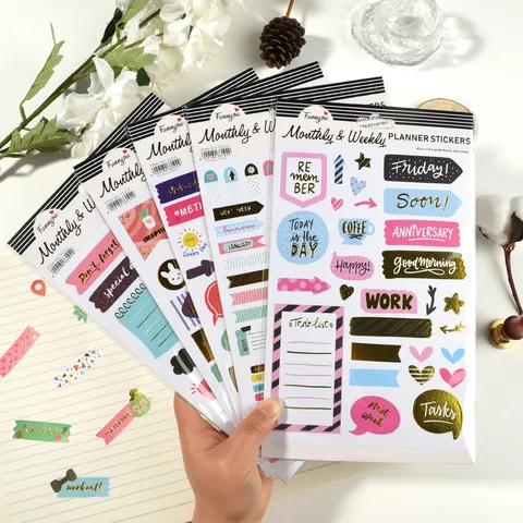 Kreatives DIY Tagebuch Scrapbook Dekoratives Goldfolien Aufkleber Süße Schreibwaren Planer Memo Aufkleber Für Kinder