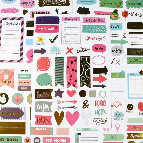 Kreatives DIY Tagebuch Scrapbook Dekoratives Goldfolien Aufkleber Süße Schreibwaren Planer Memo Aufkleber Für Kinder