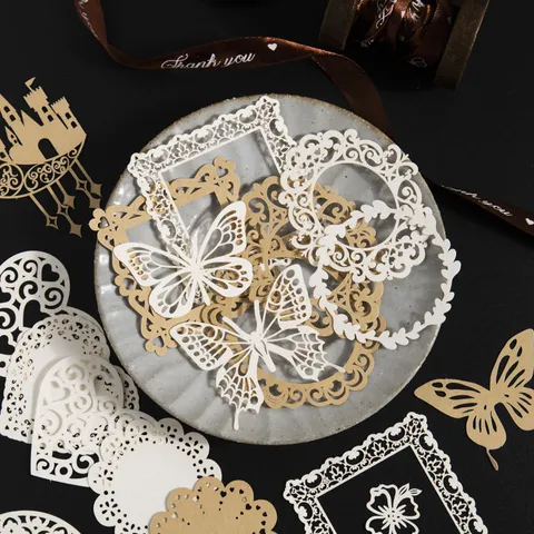 Lace Looking Territory Hollow Special Paper Scrapbook Material Gift Box Set DIY Journal Decorative Lace Paper Craft Supplies