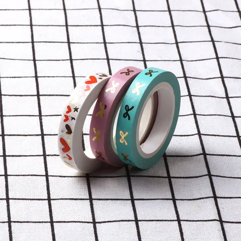 Goldfolie Washi Klebeband Dekoratives Klebeband Für Tagebuch Scrapbooking Planer Süßes Herz Schleife Design Schreibwaren Zubehör