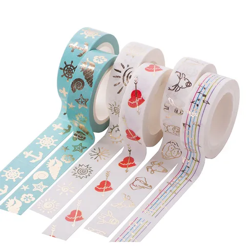 Japanisches Bronzing Washi Tape Dekoratives Album Papier Reißbarer Aufkleber Journal Handwerk Schreibwaren Goldfolie Klebeband