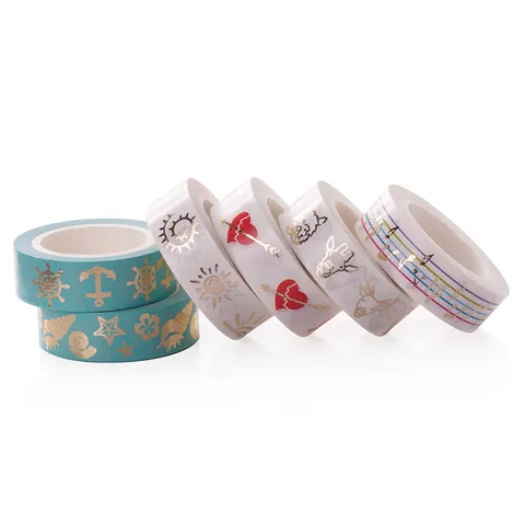 Japanisches Bronzing Washi Tape Dekoratives Album Papier Reißbarer Aufkleber Journal Handwerk Schreibwaren Goldfolie Klebeband