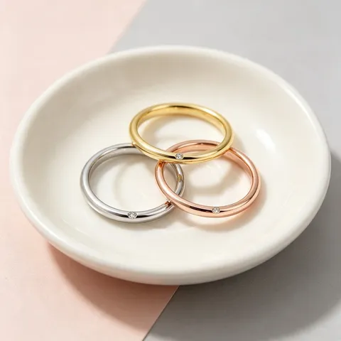 Minimalistische Titaniumstaal Vlakke Band Ring Met Zijdelings Strass Voor Vrouwen Goud Zilver Roségoud Mode Sieraden