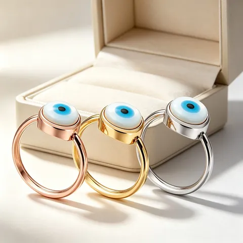 Minimalistische Boze Oog Roestvrij Staal Halsketting Armband Oorbellen Ring Set Voor Dames Mode Titaanstaal Sieraden