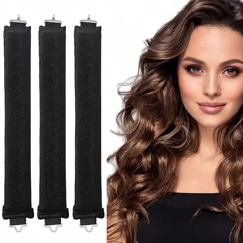 3 Pieces Heatless Hair Curler Set With Hooks Soft Velvet Sleeping Curls Tool No Heat Ribbon Hair Rollers For Women Hair Styling