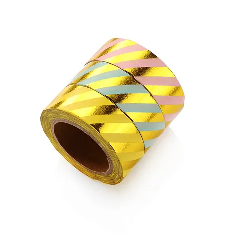 Gouden Foliedruk Washi-Tape Diagonale Streep Decoratieve Plakband Voor Dagboek Scrapbooking DIY Ambachten Verpakking