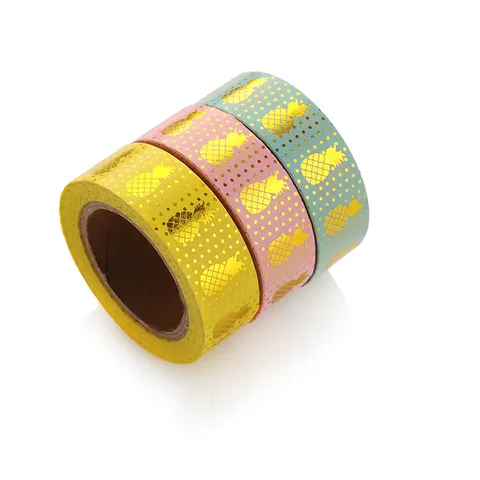 Ruban Washi Décoratif Feuille d'Or Motif Ananas Pois Masquage Pour Journal Planificateur Scrapbooking Papeterie Artisanat DIY