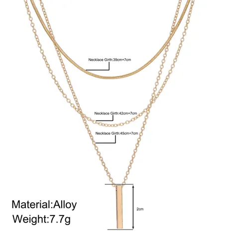 Collier Multi-rangs pour Femme en Alliage Strass Perle Artificielle Pendentif Géométrique Barre Étoile Lune Ras du Cou