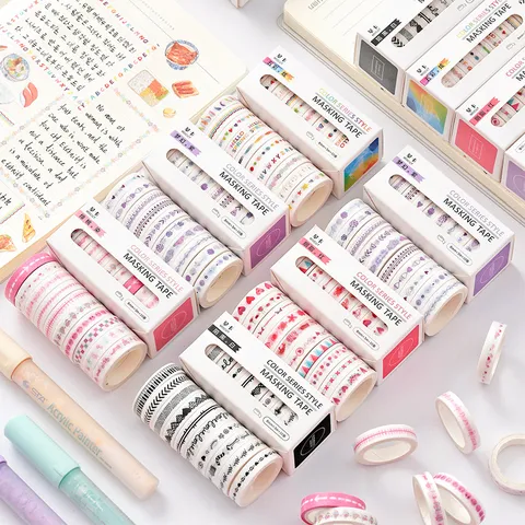 Dekoratives Washi Klebeband Set Regenbogenfarbe Masking Tape Box Journal Scrapbooking Klebeband Bastelbedarf