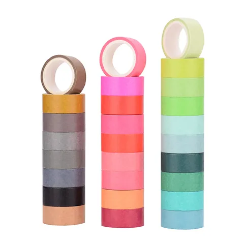 60 Kleuren Washi Tape Set Decoratieve Regenboog Effen Kleur Plakband Voor Journaling Scrapbooking DIY Ambachten