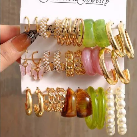 Legierung Twist Kette Ohrring Set Mit Künstlicher Perle Geometrische Creolen Edelstahl Ohrringpfosten Schmuck Geschenke Für Damen