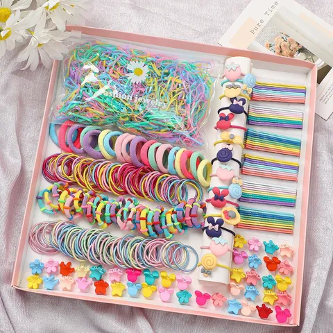 Children Fashion Hair Accessories Colorful Elastic Rubber Bands And Hair Clips And Princess Hair Ties Baby Hair Claws Cartoon