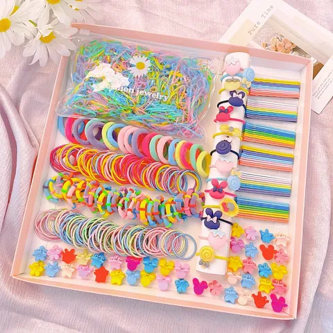 Children Fashion Hair Accessories Colorful Elastic Rubber Bands And Hair Clips And Princess Hair Ties Baby Hair Claws Cartoon