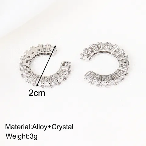 Moda Minimalista Lega di Rame Placcato Oro Strass Ear Cuff Non Forato Singola Fila Diamante Orecchio Bone Clip Gioielli Per Le Donne