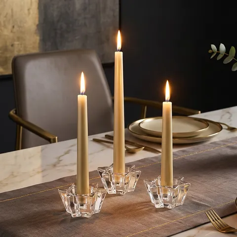 Candelabro de Vidrio de Cristal con Forma de Estrella Estilo Francés Base de Vela Geométrica Transparente Para Mesa de Comedor Romántica de Hotel de Boda Decoración del Hogar