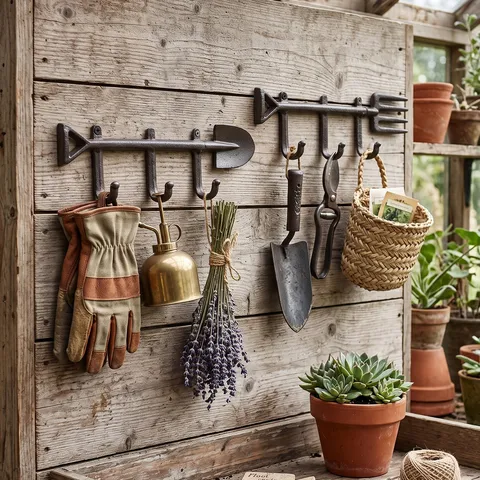 Vintage Gusseisen Garten Wandhaken Amerikanisches Landhaus Rustikaler Metall Schaufel Gabel Design Haken Für Outdoor Deko