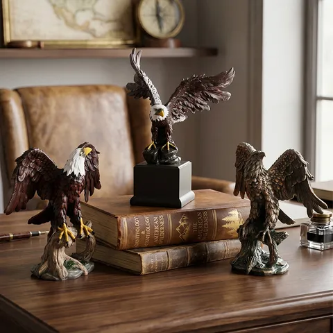 Amerikanischer Landhaus-Rustikaler Harz-Adler-Statue Spannweite Weißkopfseeadler-Skulptur Retro-Tier-Ornament Haus Wohnzimmer Büro Dekoration