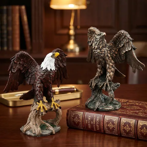Amerikanischer Landhaus-Rustikaler Harz-Adler-Statue Spannweite Weißkopfseeadler-Skulptur Retro-Tier-Ornament Haus Wohnzimmer Büro Dekoration