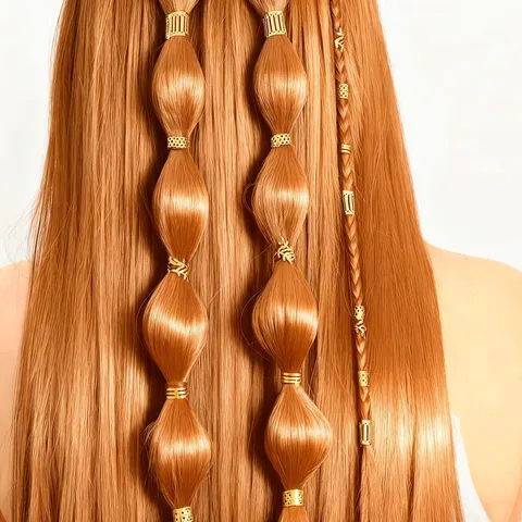 Iron Hollow Heart Leaf Hair Braiding Rings Dreadlock Beads Hair Extension Clips Accessories For Women Unisex Decoration