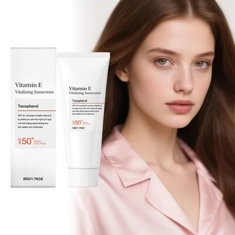 Crème Solaire Rafraîchissante à la Vitamine E SPF50 Plus Légère et Hydratante Visage et Corps Protection Solaire Soin de la Peau Quotidien Extérieur