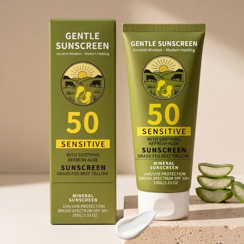 Crème Solaire Protectrice Douce Au Suif SPF Crème Bloque-Soleil Minérale Avec Aloe Vera Pour Soin Visage Et Corps En Plein Air