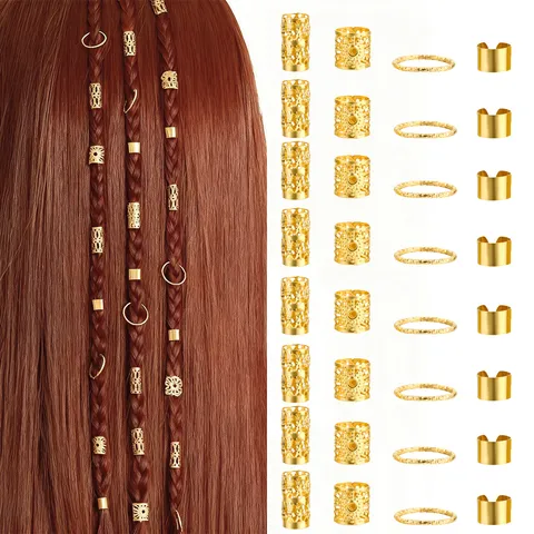 DIY Dreadlock Hair Jewelry Accessories Hollow Out Heart Metal Braid Rings Cuffs For Women Men Braiding Hair Decoration Accessories