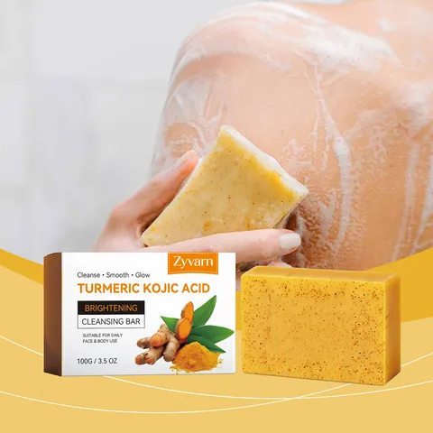 Turmeric Kojic Acid Brightening Cleansing Soap Natural Deep Cleansing Face And Body Soap Bar For Daily Bath Skincare