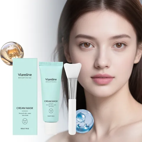 Crema Mascarilla Facial Iluminadora Hidratante Cuidado de la Piel Tratamiento Facial con Pincel de Silicona para Mujeres
