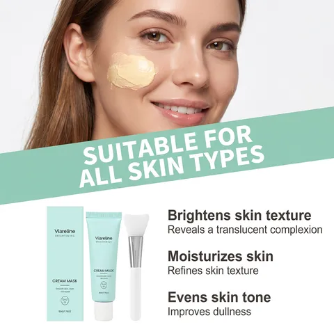 Crema Mascarilla Facial Iluminadora Hidratante Cuidado de la Piel Tratamiento Facial con Pincel de Silicona para Mujeres
