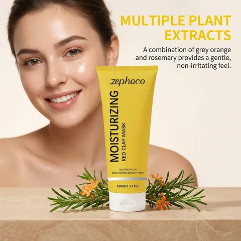 Mascarilla Facial de Arcilla Roja Hidratante Limpieza Profunda Diaria Suave Tratamiento de Cuidado de Piel de Barro Purificador
