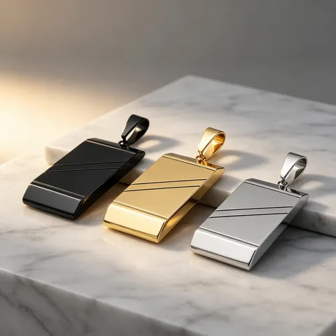 Pendentif Tag Militaire Géométrique en Acier Inoxydable pour Hommes Pendentif Ligne Gravée en Diagonale Collier Mode Bijoux