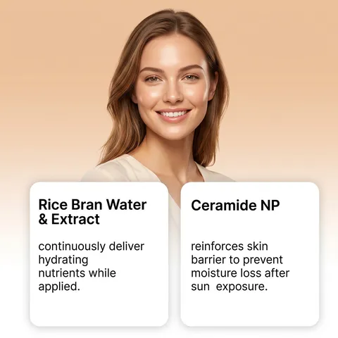 Crème Solaire Hydratante aux Céramides de Riz Large Spectre SPF 50 Lotion Écran Solaire pour le Visage pour Soin de la Peau Quotidien Femmes