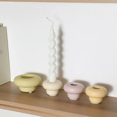 Abstract Mushroom Ceramic Candle Holder Minimalist Ins Style Candlestick Base Aromatherapy Tealight Candle Stand For Home Table Decor