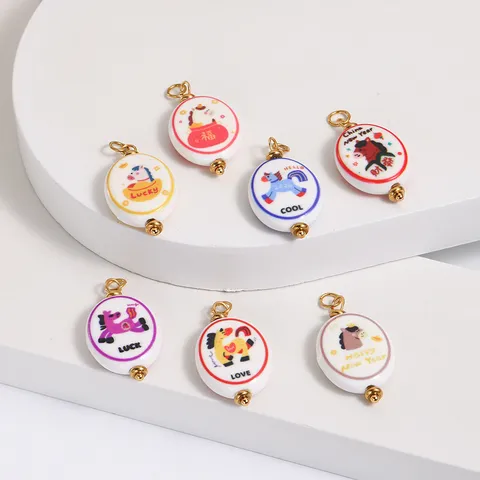 Niedlicher Keramik Cartoon Pferd Glückstasche DIY Anhänger Charm Mehrfarbige Glasur Charms Für Armband Halskette Schmuckherstellung