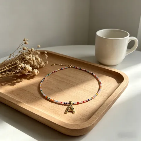 Bohemian Handgefertigte Perlenkette Edelstahl Vergoldet Alphabet Anfangsbuchstabe Anhänger Strass Choker Schmuck Für Unisex