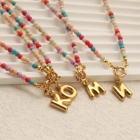 Minimalistische Edelstahl Englischer Buchstabe Anhänger Halskette Für Damen Gold Und Stahlfarbe Böhmische Modeschmuck